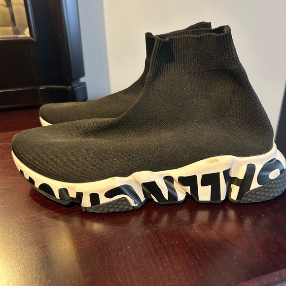 Balenciaga Black Knit High-Top Sneakers - Picture 2 of 9
